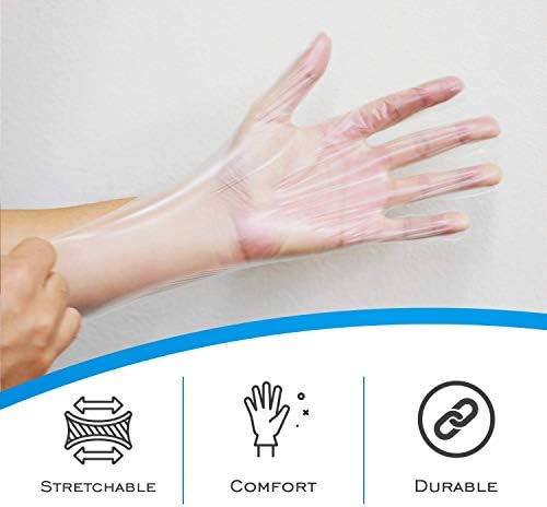 Ръкавици за обществено хранене EDI от еластична пластмаса TPE (200 бр.) (Прозрачен) – Без прах и латекс