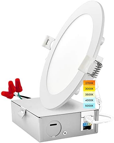 LUXRITE 6-Инчов Ултратънък led-Вградени лампа с J-Box, 12 W, Избор цветна температура 2700 К | 3000 До | 3500 До | 4000