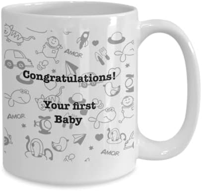 9701346-Голяма чаша за 15 унции - Детски душ - новородено дете - Поздравления, първата детска чаша за кафе или чай