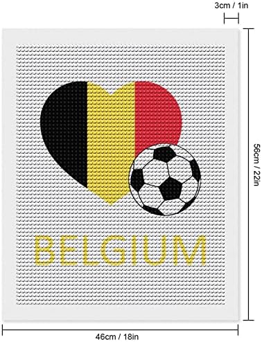 Любовта Белгия Футбол Диамант Художествена Живопис Кръгла Пълна Картина с Дрелью за Декорация на Стени у Дома Спални (Без рамка)