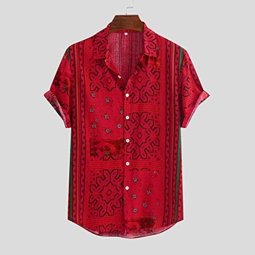 Блуза GDJGTA, ярка лятна мъжка риза с къс ръкав, свободни копчета и райе, ежедневни мъжки блуза, мъжки ризи