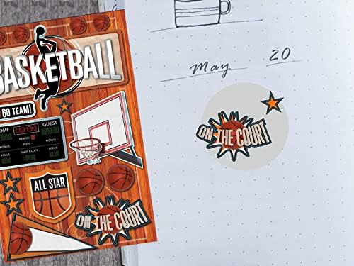 Баскетболно Хартия за Албуми - с баскетболни стикери | Баскетболно хартия 12x12 за scrapbooking, Баскетболни етикети за Scrapbooking,