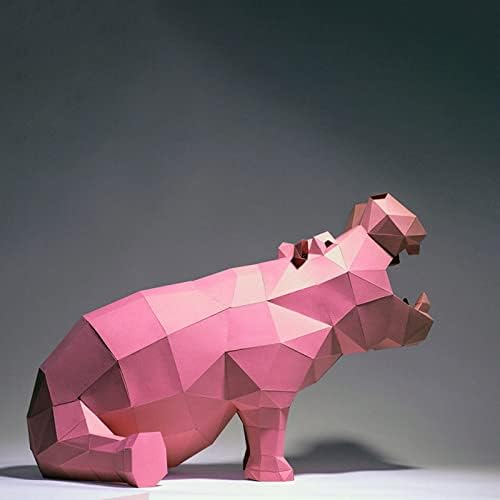 WLL-DP Голяма Уста на Хипопотам Поглед 3D Хартиена Скулптура на Хартиен Трофей САМ Оригами Пъзел Книжен Модел