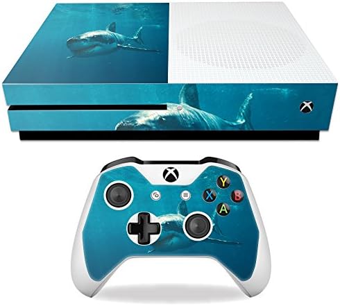 Корица MightySkins е Съвместим с Microsoft Xbox One S - Shark | Защитно, здрава и уникална Vinyl стикер | Лесно се