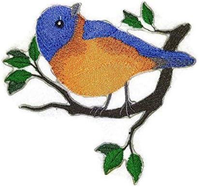 Природа, изтъкана от нишки, Царството на невероятни птици [Single Източна синята птица] [Индивидуална и уникална] Бродирани