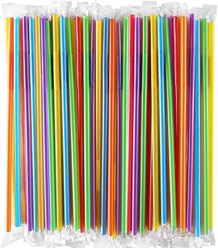 [В индивидуална опаковка] 100 бр Цветни гъвкави пластмасови соломинок, за Еднократна употреба Гъвкави соломинок, с дължина