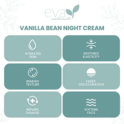 Нощен Регенериращ крем Eva Naturals Vanilla Bean - Нощен крем за лице със зелен чай и витамин е, За изглаждане и омекотяване