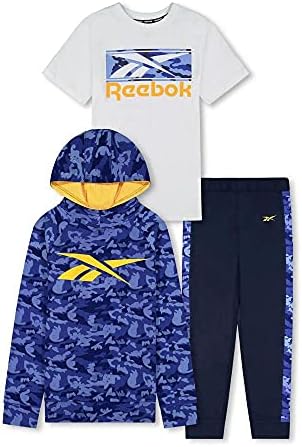 Спортен костюм Reebok за момчета от 3 теми, комплект дрехи - Пуловер с качулка + тениска с къс ръкав + Спортни