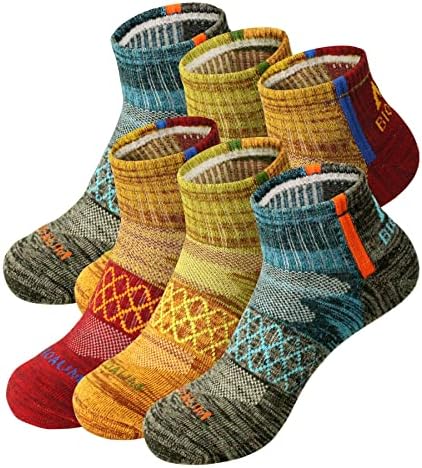 Мъжки спортни чорапи BIOAUM, Размер 10-13 - 6 Чифта Памучни Чорапи на една четвърт от инча с Подплата за