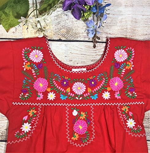 Блуза с бродерия unik Traditional Puebla Mexican Youth Girl Размер 4-14