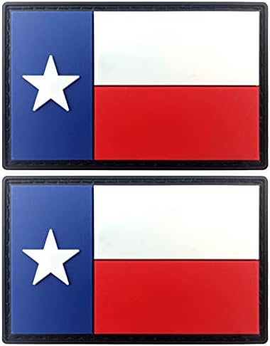 JBCD Нашивка с флага на щата Тексас, тактическа нашивка с цип кука и примка от PVC (2 опаковки)