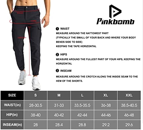 Pinkbomb Мъжки Туристически Панталон-карго с 7 Джобове, Дебнещ Стрейчевые Джоггеры за Бягане, Работни Панталони-Карго Игрища