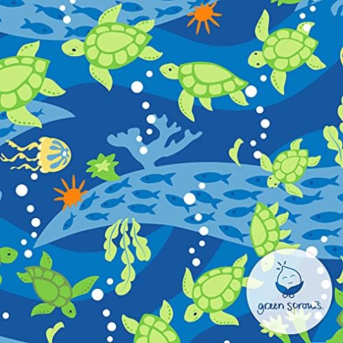 аз играя. by green sprouts/Бански за малки момчета с Вграден многократна употреба Подгузником за плуване, Royal Blue Turtle Journey,