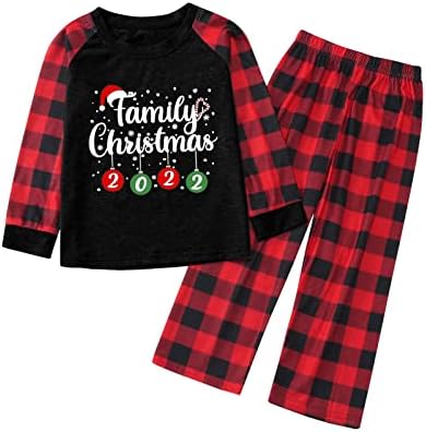 Еднакви комплекти, семейни Коледни пижам 2022 Family Christmas 2022 Пижамные Комплекти с писмото принтом Коледна Пижама