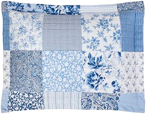 Laura Ashley - Комплект стеганого одеяла за двама, Двустранно Памучно спално бельо с имитация на тон, като Начало Декор