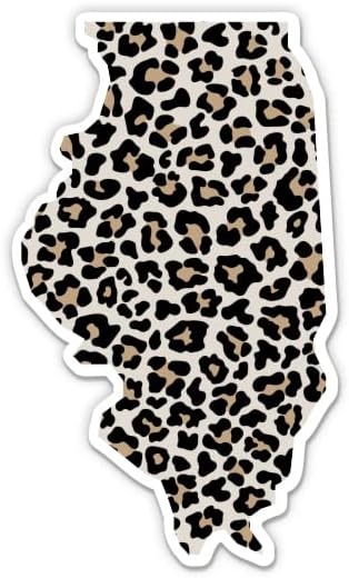 Стикер във формата на щата Илинойс с хубав леопардовым принтом - 3 Стикер за лаптоп - Водоустойчив Винил за