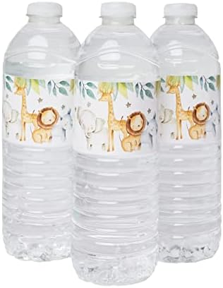24 Етикети за бутилки с вода Сафари в Джунглата - (Самозалепващи се, Водоустойчива 8x2) Детски Душ, Парти по случай рождения