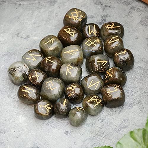 Набор от Рунных Камъни от Пиор Labradorite |Гравиран Букви от Азбуката на Древния Футарка | Камъни Късмет Чакра |Камъни
