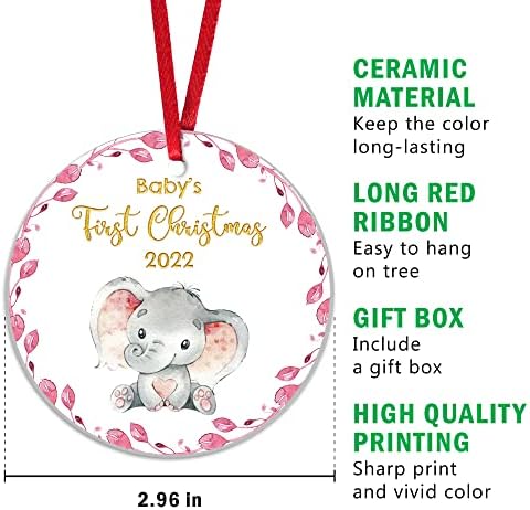 Първото Коледна украса KITCHENVOY Baby 2022 с подарък кутия като подарък за Новородено - Първото Коледна украса за момичета