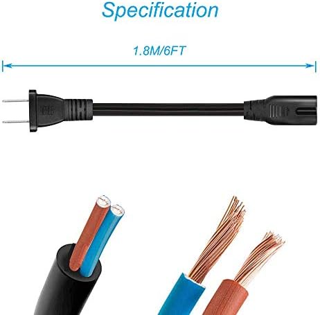 Посочен в UL захранващия кабел XINYUWIN с 2 клипса 6 метра Съвместим с HP Envy/OfficeJet; Canon Pixma/Maxify; Epson Stylus/Workforce/