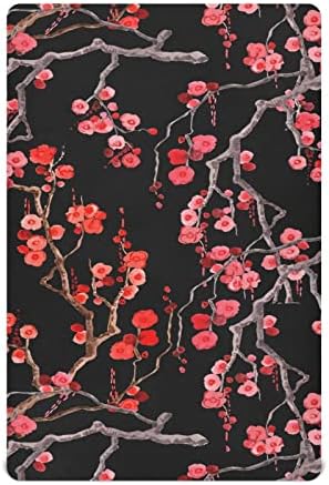 ALAZA Sakura Cherry Blossom, Чаршафи за легла с Цветен Модел, Чаршаф-Кош за Момчета и Момиченца, Стандартен Размер 52x28