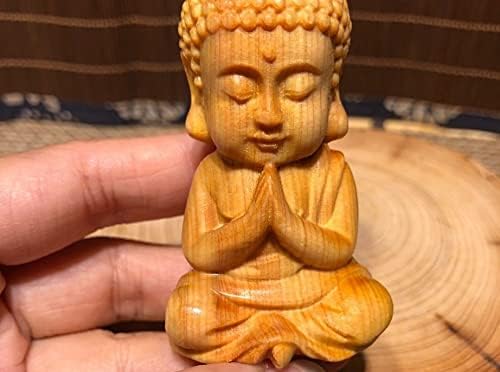 DMtse Ръчна Резба От Дърво Статуя На Буда Религиозен Будистки Седнал Буда С Размера На Дланта Си Скульптурная