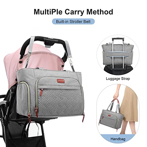 Чанта за молокоотсоса, Чанта за памперси LOVEVOOK, Комплект от 3 теми, Работна чанта за Кърмещи майки с джоб за лаптоп 15 инча,