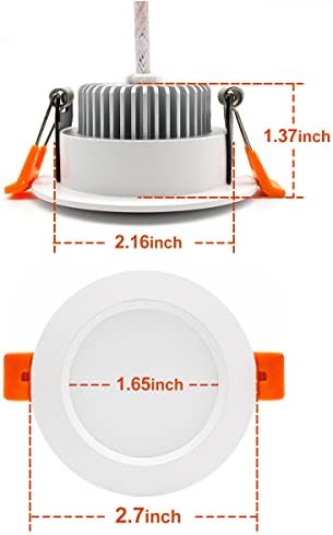 YGS-Tech 2-Инчов led-Вградени лампа с регулируема яркост, 3 W (еквивалент на 35 W халогенни), дневна бяла светлина