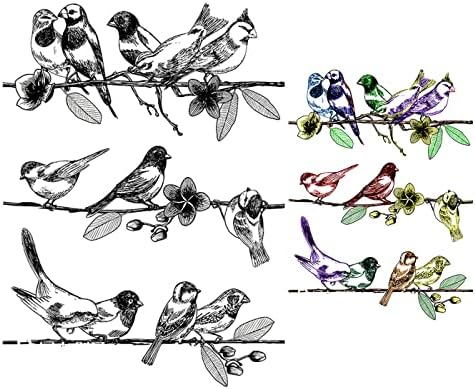 Arbuya Пролетни Птици Прозрачни Печати Цветя, Коледни Птици Силикон Прозрачен Печат-Печати за Направата на Картички,