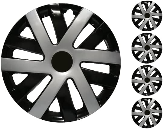 Комплект Copri от 4 Джанти Накладки 14 инча, Сребристо-Черен, Капачка на Главината, Защелкивающийся За Toyota