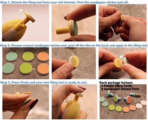 Сменяеми Накладки за Пилочки за нокти 12 в 1 - Бебешки Електрически Възглавнички За Косене на ноктите и шкурка (Жълт)
