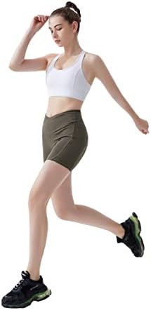 Дамски спортни къси Панталони за йога rosyclo 5 инча с висока Талия и Странични джобове, Непрозрачни Спортни Шорти за контрол
