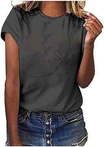 Женска Тениска с Принтом водни Кончета, Къс Ръкав, през Цялата Силует, Хубава Графика Тениска, Ежедневни Летни Тениски,