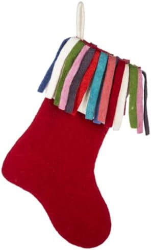 Ganz MX185109 Вълнени чорапи в Червено, Зелено и бяло, с височина 17 см, Комплект от 3