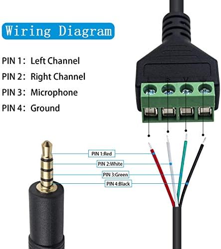 Адаптер за кабели динамиката на Poyiccot 3,5 mm, 3,5 мм (1/8 ) 4-Щифта Стерео жак TRRS за свързване към AV 4-Винт