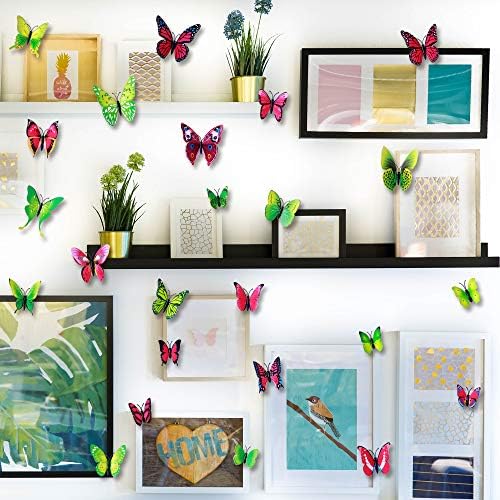 Amaonm® 24шт 3D Ярки Специални Изкуствени Живи Етикети с пеперуди САМ Decor Стикери за стена, Стикери За украса