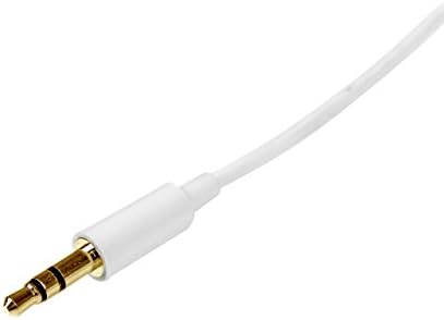 StarTech.com 2 м, Бял Тънък 3.5 мм стерео аудио кабел - 3,5 мм Аудио Aux Стерео Кабел за слушалки мъж към мъж