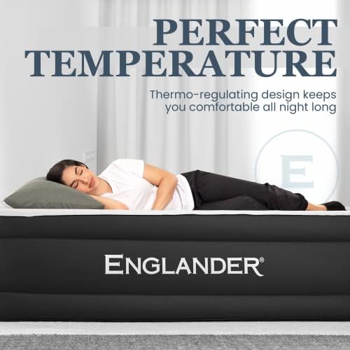 Надуваем матрак Englander с Вградена помпа - Луксозно Двойно Надуваема легло за дома, за Пътуване и къмпинг -