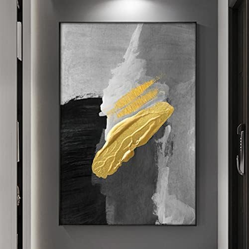 Черно-Сив Абстрактен Платно Монтиране на Изкуството на Черно-Сиво Златен Картина Сив Абстрактен Плакат за Декора на стените