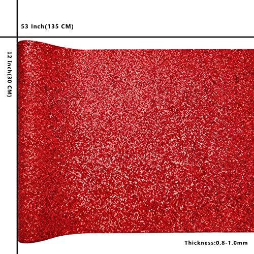 Sunmelyn Коледен червен ролка от изкуствена кожа с масивна блясък, 12x53 инча, лъскава однотонная кърпа за момичетата за обеци,