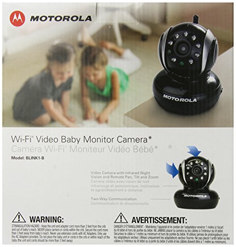 Wi-Fi Камера Motorola Blink1 за дистанционно гледане от смартфони и таблети iPhone и Android, черна