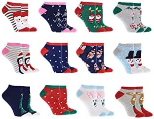 Коледен календар за женските чорапи Gertex | 12 двойки празнични чорапи | Размер чорапи 9-11 | Подходящ за дамски