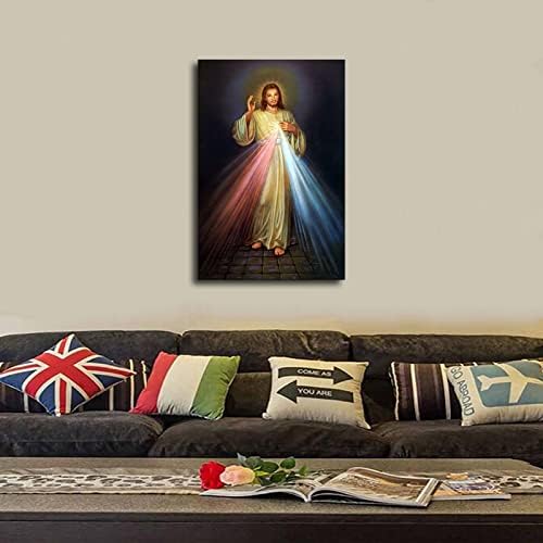 Плакат на Божественото Милосърдие Исус и Стенни Художествена картина с Принтом Модерен Начало Декор за Спалня Плакат
