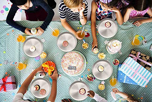 Чинии за деца TeamFar, 8-Инчови Метални чинии за детска вечеря от неръждаема Стомана, Кръгли Обслужването на Чиния