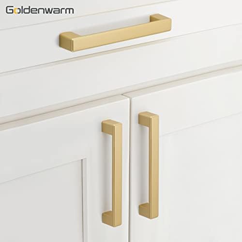 goldenwarm 10 X Златни чекмеджета 5 инча (128 мм) и Оборудване за кабинет Златни Дръжки за кухненските Аксесоари Модерен Скрин