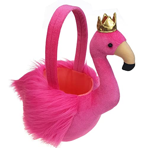 DearSun Персонални Кошница с фламинго, Чанта за предложения за Хелоуин, Подарък кошница за подаръци за Хелоуин с името бродерия (розово Фламинго на резервация)