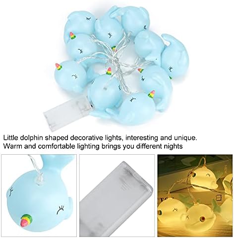 ZRQYHN 10 LED, Пластмасов Синята Венец във формата на малък Делфин, захранван От батерии, 1,5 m/4,9 фута, за украса на детска