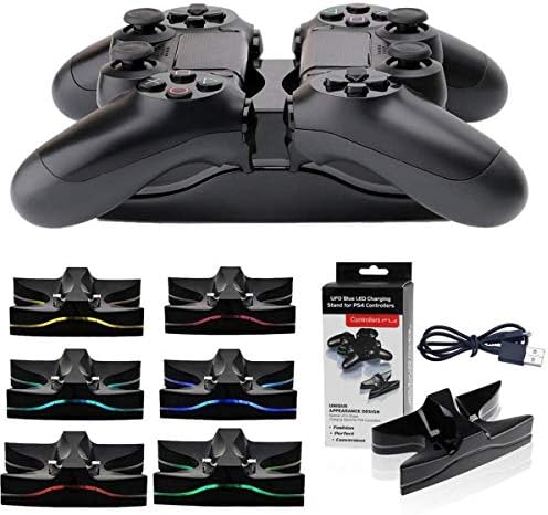 SOONHUA Зарядно Устройство за контролер PS4, Led зарядно устройство с Двоен USB-слот, Зарядно устройство за Sony
