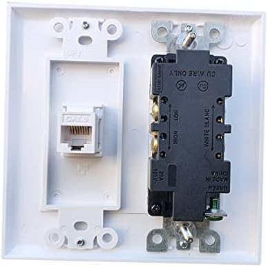 Електрически контакт BOPLAT 2 Gang с 1 Ethernet порт CAT6 - Кутията на електрически контакт 20A с 1 Трапецеидальным