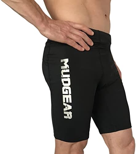 Компресия шорти MudGear - Черно 6-цолови Спортни шорти с вътрешен шев и джобове с цип за Бягане, тренировки
